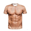 Miniatyrbild 2 av 3: T-shirt med tryck av falska magmuskler, bröst och åtta magmuskler, konstiga leggings, kroppströja för män M