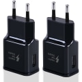 Miniatyrbillede 1 af 5: Sort 2-pak hurtig USB-opladeradapter kompatibel med Samsung S22/S21/S20/S10/S10E/S6/S7/S8/S9/Edge/Plus/Active/A72/A53 5G, Note 5 8, Note 9,