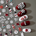 Miniatyrbild 2 av 8: Julnagelkonst 5D Präglad Julnageldekaler Snöflinga Flow F