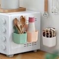 Miniatyrbild 3 av 5: Väggmonterad Magnetisk Förvaringslåda Frys Sida Förvaringsfodral Artiklar Organizer För Kök Badrum Sovrum Ljusgrön