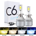 Miniatyrbild 1 av 5: 2 st C6 LED-bilstrålkastare H7 LED H4-lampa H8 H1 H3 H11 HB3 9005 HB4 9006 9007 Billampor Dimljus 3000K 6000K 8000K Ice Blue H8