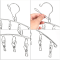 Miniatyrbillede 2 af 5: Fashion Easy 3-pak Rustfrit Stål Tørrestativ Tøj Bøjle Med 10 Klemmer Til Tørring af Sokker, Håndklæder, Bleer, BH'er, Baby Tøj