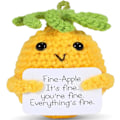 Miniatyrbild 1 av 3: Ananas för emotionellt stöd, Presenter till kvinnor, 8 cm Positiv Ananas Handgjord Söt Stickad Virkad Docka, Lyckobringare, Roliga Avskedspresenter