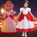 Super Mario Prinsesse Peach kostume, børnekjole 140 cm 140