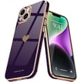 PC-kompatibelt med iPhone 14 Plus-deksel for jenter Kvinner Søtt kjærlighetshjerte Luksuriøs plating Myk bakside Hevet kamerabeskyttelse Støtfanger Silikon Støtsikker