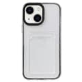 För iPhone 15 360 Transparent PC Hybrid TPU Telefonfodral med Kortplats