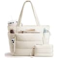 Stor Puffer Tote Bag för kvinnor 15,6 \" Laptopfodral, 20L White