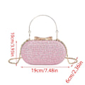 Pikkukuva 3 / 5: Soikea Glitter-PU-nahkainen iltalaukku käsilaukku yläkahvalla ja crossbody-ketjulla Hääjuhlat Pieni pyöreä käsilaukku Kulta Gold