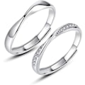 Pikkukuva 1 / 5: 925 Sterling Hopea Sormus Yksinkertainen Pari Sormukset 2kpl