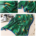 Miniatyrbilde 4 av 5: Silkeskjerf Dame Skjerf Grønn Påfugl Trykk Silkesjal Og Wraps Pashmina Skjerf Dame Strand Skjerf Dame Hijab