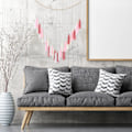 Pikkukuva 5 / 5: Suuri makramee seinävaate puuhelmillä Boho-lankahapsuilla Garland Macrame seinävaate Bohe seinävaate seinäkoriste