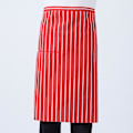 Miniatyrbild 3 av 5: Renikh Randig Rutig Halvlång Kort Midje Förkläde med Fick Catering Kock Servitör Bar Brown Stripes