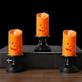 Miniatyrbilde 3 av 4: Juleborddekorasjon - Oransje Gresskar Lysestake med LED-lys - Halloween-lys - Gresskarlampe - Festdekorasjon - 4-pakning - Oransje
