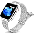 Miniatyrbilde 1 av 5: Rustfritt stål armbånd kompatibelt med Apple Watch Band 38mm 40mm 41mm Justerbart armbånd Magnetisk armbånd for iWatch Series 7 6 5 4 3 2 1 SE