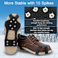 Miniatyrbillede 2 af 6: Crampons Isgreb til Sko og Støvler, Snegreb med 10 Rustfrie Stålpigge, Vinter Udendørs Anti-Slip Crampon til Gåture, Fiskeri