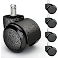 Miniatyrbilde 1 av 5: 5 stk. Hjul for harde gulv med lydløs og ripefri PVC-belegg - Universelle hjul for kontorstoler, ideelle for alle gulv (11 x 22 mm, svart)