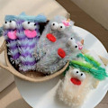 Pikkukuva 3 / 5: Lämpimät ja pehmeät piirrettyjen hirviöiden sukat, koralliveluuriset kolmiulotteiset omituiset sukat, plushiset hirviösukat joulu sukat 1 pair Gray
