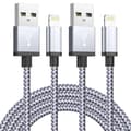 2-pack 3M flätad USB-snabbladdningskabel, 3A, för iPhone 14/13/12/11/XS/XR/8/7Plus