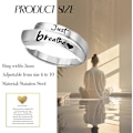 Miniatyrbillede 5 af 5: Just Breathe Ring til Kvinder, Justerbar Hjertering, Spiralviklet Helbredende Ringe i Rustfrit Stål, Inspirerende & Hjertevarm Gave Silver One Size