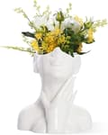 Vit Keramisk Ansiktsvas, Kvinnlig Form Huvud Halv Kropp Byst Vaser Boho Dekorativ Modern Nordisk Stil Blomvas