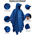 Miniatyrbilde 3 av 5: Vanntett poncho for voksne, gjenbrukbar regnponcho for voksne, vanntett poncho, vanntett voksen, lett vanntett regnfrakk for utendørs fotturer (BLÅ)