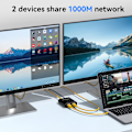 Miniatyrbilde 4 av 5: 1000 Mbps Ethernet-splitter 1 til 2 nettverkssvitsj Ethernet-svitsj RJ45 LAN Internett-splitter med USB C-strømkabel for datamaskin, hub, svitsj, ruter
