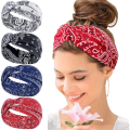 Miniatyrbilde 1 av 7: Sett med 4 kvinners hårbånd Boho Floal Style Criss Cross Head W,ZQKLA
