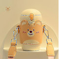 Miniatyrbilde 1 av 5: Isolert Vannkopp For Barn Crossbody Vannflaske Bærbar Kopp For Utendørs Yellow Bear 450ml