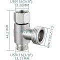 Miniatyrbillede 3 af 5: 3-vejs 3/8\" og 1/2\" 3-vejs Adapter T-stykke Rustfrit Stål 3/8\" Vandledning T-fitting Børstet Nikkel-Yvan