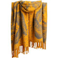 Miniatyrbild 1 av 4: Elegant Imitation Cashmere Sjal eller Påfågel Fjäder Design Sjal (Gul)