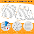 Miniatyrbillede 2 af 3: 2 stk. Dehydrator Rack med 4 Spyd, Air Fryer AF300UK AF400UK Tilbehør, Grillrist til Ninja/Salter/Instant/EMtronics Double Drawer Fryer
