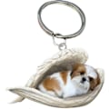 Miniatyrbild 1 av 5: 2 st Angel Sovande Hund Akryl Nyckelringar Hängsmycken Heminredning Prydnader Kontorsmaterial Presenter A Shih Tzu