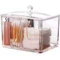 Förvaringslåda för bomullspinnar och bomullstussar, med lock, transparent, dammtät, 15 x 10,7 x 10 cm