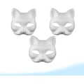 Miniatyrbilde 4 av 6: 3 stk hvite, enkle DIY ubemalte kattehalvmasker - Dyremasker for karneval, dans, cosplay, fest og kostymefest