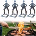 4 stk. sjove grilltilbehør pølseholder bærbar grillrist rustfrit stål