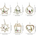 Miniatyrbillede 2 af 5: 6 stk. træjulepynt Julepynt Ornamenter Dekoration af træjuletræ hængende til julepynt