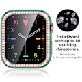 Miniatyrbild 5 av 5: Bling Glass+ skal för Apple Watch Case 45mm 41mm 40mm 44mm 42mm 38mm Diamant bumper+skärmskydd iwatch series 7 9 8 5 6 SE C silver