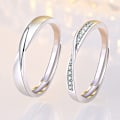 Pikkukuva 3 / 5: 925 Sterling Hopea Sormus Yksinkertainen Pari Sormukset 2kpl