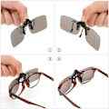 Miniatyrbild 5 av 5: Clip-on solglasögon 2-pack, polariserade linser passar över receptglasögon, fällbara ramlösa myopi närsynta solglasögon för män kvinnor