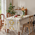 Miniatyrbillede 1 af 11: Juledug med broderet blonder 140x100/140x200/140x240/140x330cm valgfri Vinterfest rektangulær egnet til julepynt 140*330 Small yellow flower