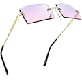 Miniatyrbild 1 av 5: Retro Rimless Solglasögon Rektangulära Rimless Lila Rosa Solglasögon För Kvinnor Män