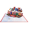 Miniatyrbillede 1 af 6: Håndlavet Glædelig Jul Pop Up Kort, Håndlavet 3D Popup