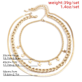 Miniatyrbillede 5 af 5: Punk Multilayer Halskæde Stjerne Slange Knogle Link Multilayer Choker Halskæde Lag Papirclips Halskæde Kæde Smykker gold A