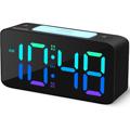 Superhög Väckarklocka för Tunga Sovare, Digital Klocka med 7-Färgs Nattlampa, Justerbar Volym, Dimmer, USB-Laddare, Små Klockor för Sovrum