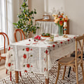 Miniatyrbillede 1 af 11: Juledug med broderet blonder 140x100/140x200/140x240/140x330cm valgfri Vinterfest rektangulær egnet til julepynt 140*305 Red maple leaf