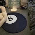 Miniatyrbilde 2 av 5: 120cm Simulert Billard 8 Ball Teppe Rund Myk Stol Pute Anti-Skli Bad Gulvmatte Barnerom Svart Teppe Dørmatte Område Tepper