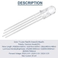 Pikkukuva 2 / 5: 100 kpl 5 mm:n LED-valodiodi, yhteinen anodi, DC 3 V, 20 mA, RGB-kolmivärinen (punainen/vihreä/sininen)