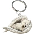 Miniatyrbild 1 av 5: 2 st Angel Sovande Hund Akryl Nyckelringar Hängsmycken Heminredning Prydnader Kontorsmaterial Presenter A White-West Highland