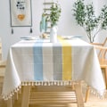 Pikkukuva 2 / 5: Suorakulmainen puuvilla- ja pellavakangas hapsuilla Monivärinen 60*60CM