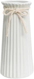 1 st Vit Keramisk Ribbad Vas för Minimalistisk Modern Heminredning, Dekorativ Blomvas för Kontor Sovrum White Height 9.6inch - 24.5cm